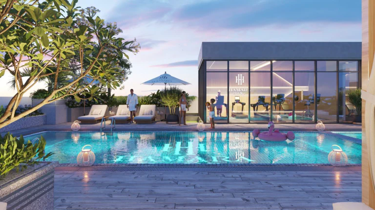 Interior amenity space at Almaara Residences