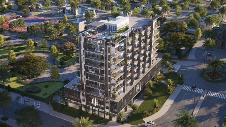 Family amenities and rooftop leisure spaces at Almaara Residences